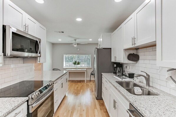 Microwave, oven, stovetop, dishwasher