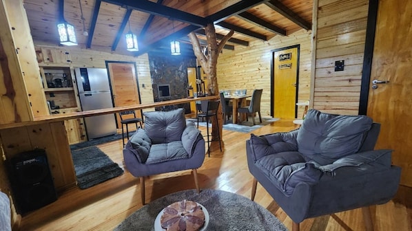 Romantic Cabin, Jetted Tub, Mountain View | Private kitchen | Fridge, cookware/dishes/utensils, dining tables