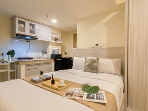 Interior - Minimalist Warm Beige Studio At Meikarta Apartment (Cikarang)