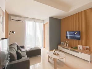 Deluxe Apartment | Living area - Modern Monochromatic 2Br Near Lrt Station At Apartment Samara Suites (Jakarta)