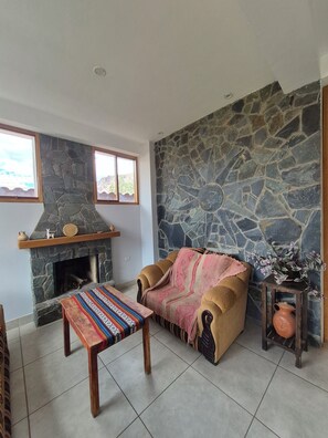 TV, fireplace