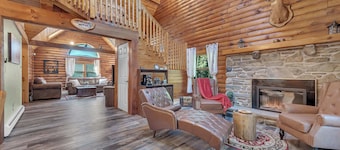 Secluded Log Cabin w/ Hot Tub, Fire Pit, Game Room