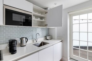 Fridge, microwave, oven, dishwasher