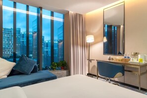 Comfort Double Room, City View | Desk, laptop workspace, blackout drapes, iron/ironing board
