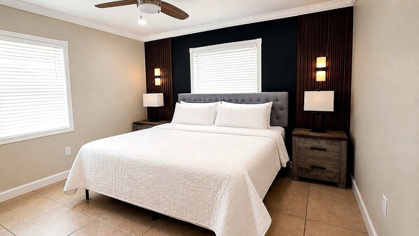 4 bedrooms, desk, iron/ironing board, travel crib