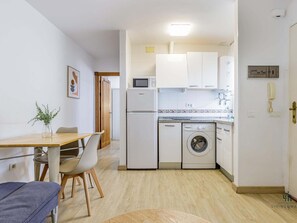Fridge, microwave, coffee/tea maker, toaster
