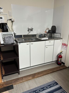 Fridge, microwave, oven, toaster