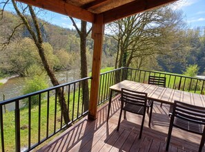 Patio / Balcony - Renovated chalet located by the Ourthe. (Tohogne)