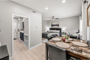 1 bedroom, iron/ironing board, internet, bed sheets