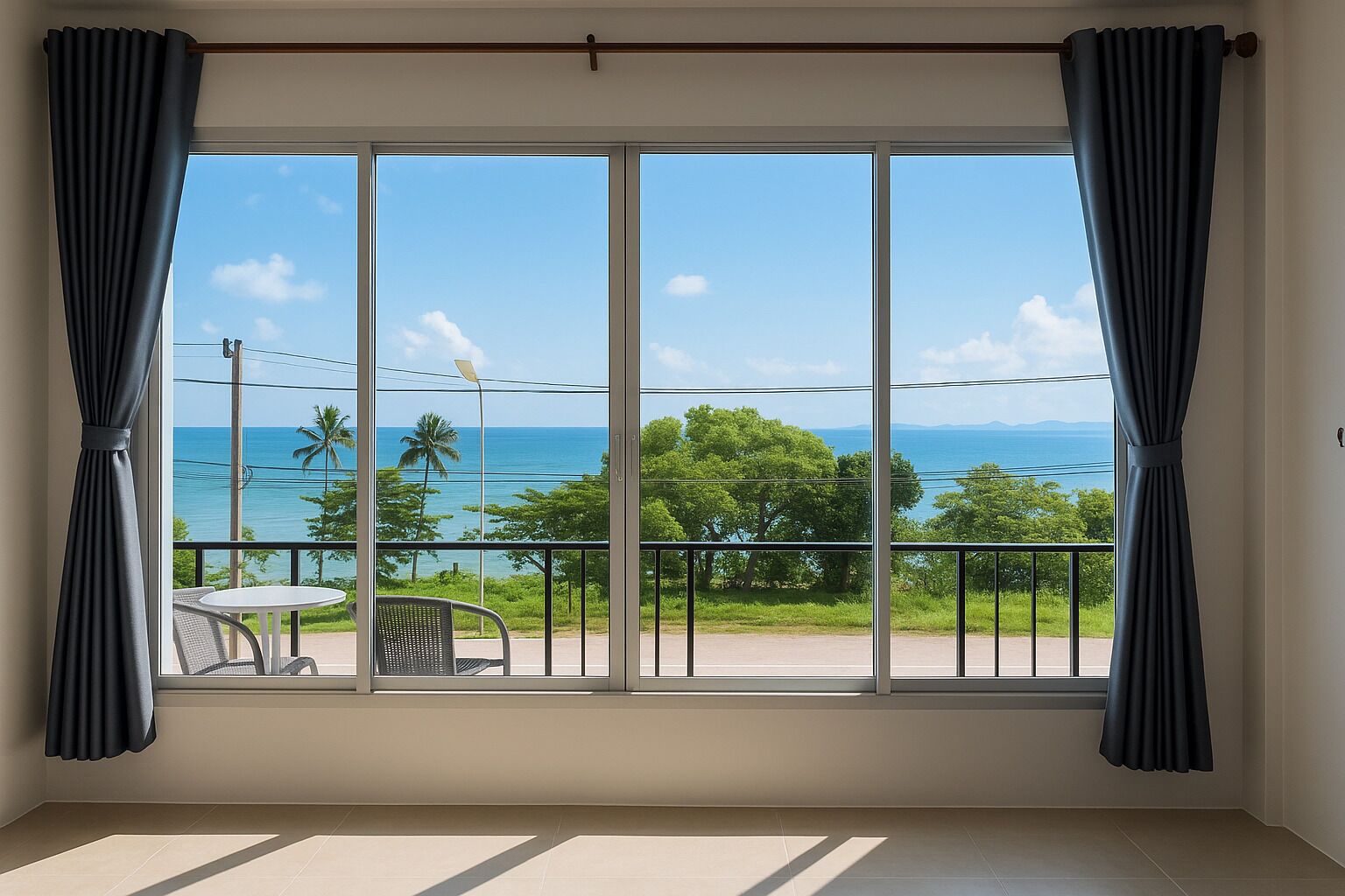 Beach nearby, white sand