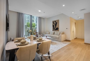 Luxury Apartment, Patio | Living area