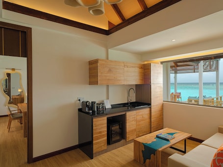 Two Bedroom Water Pool Villa with Slide | Free minibar items, in-room safe, desk, iron/ironing board. Meyyafushi Maldives - Premium All Inclusive