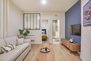 Apartamento | 1 quarto, espaço de trabalho para notebook