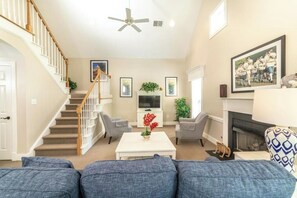 TV, fireplace, DVD player, ping pong