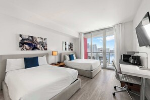 Desk, iron/ironing board, WiFi, bed sheets - Studio with Water Views and Private Balcony – 12th Floor (Hallandale Beach)