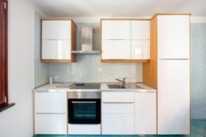 Fridge, oven, stovetop, electric kettle