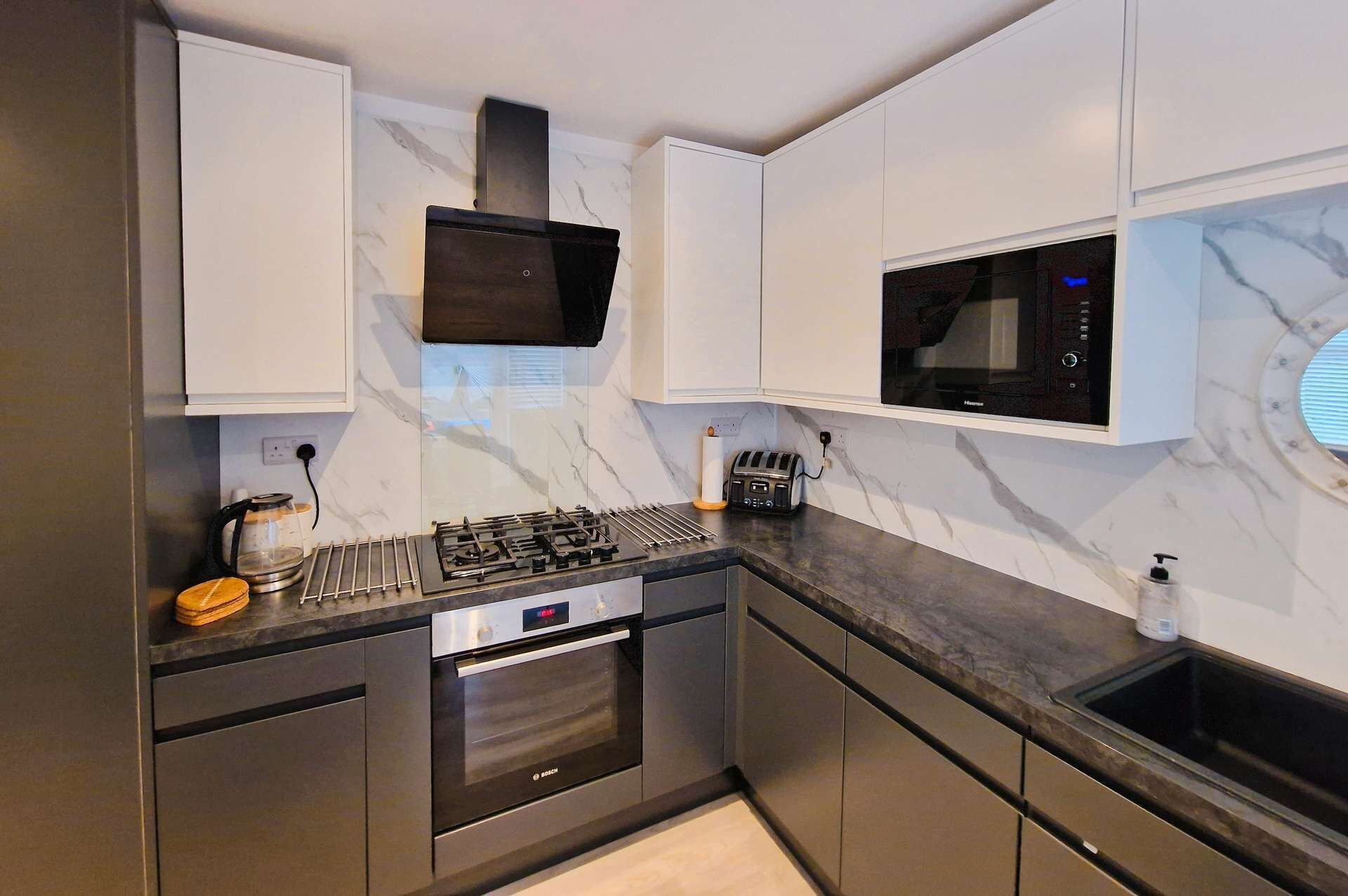 Microwave, oven, stovetop, toaster