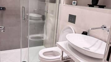 Hair dryer, soap, toilet paper