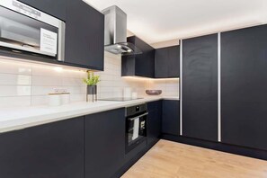 Fridge, microwave, oven, dishwasher