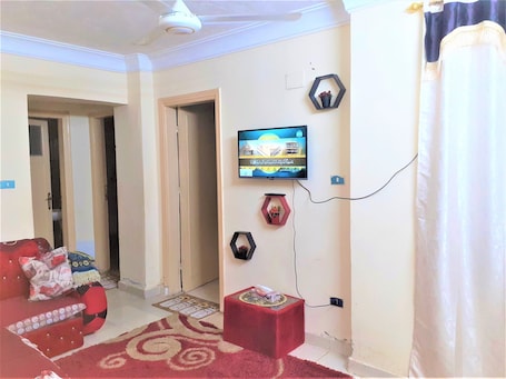 TV, fireplace. Apartment in Minya with archaeological tours
