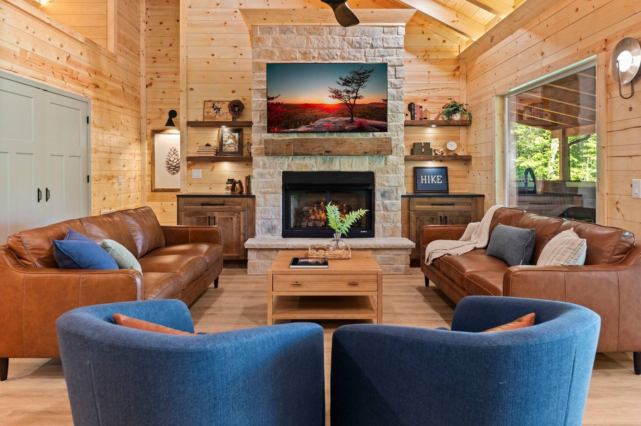 Fireplace, DVD player