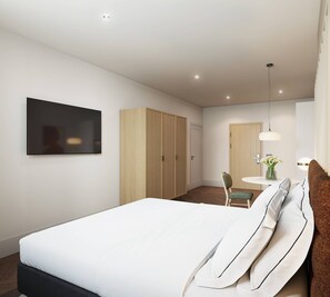 In-room safe, desk, laptop workspace, soundproofing