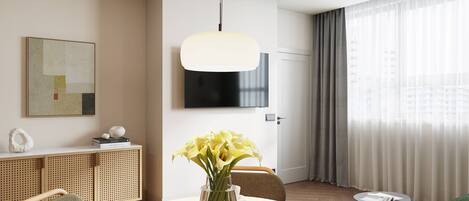 In-room safe, desk, laptop workspace, soundproofing