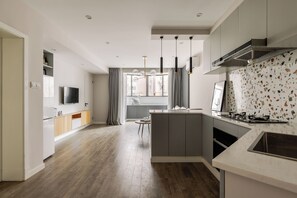 Comfort Apartment, 2 Bedrooms | Private kitchen | Fridge, cleaning supplies, paper towels - Book and Bed-Jingan Temple (Shanghai)