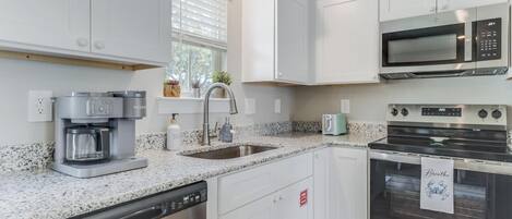 Fridge, microwave, oven, dishwasher