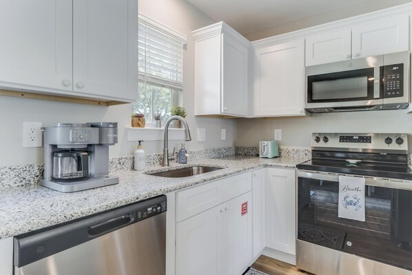 Fridge, microwave, oven, dishwasher