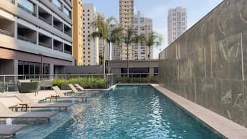 Inomhuspool, utomhuspool, parasoller och solstolar