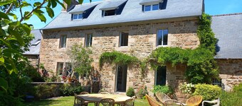 In a large wooded park "La ferme familliale de Kerabram" 8 people