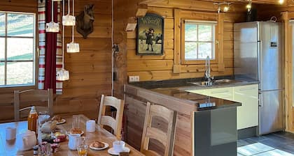 Chalet sur piste avec ski aux pieds