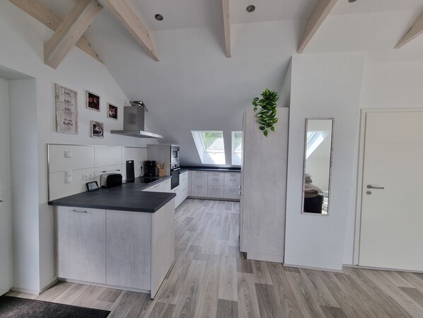 Kühlschrank, Mikrowelle, Ofen, Herdplatte