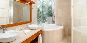 Shower, towels, toilet paper