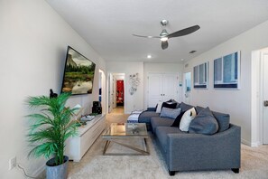 55-inch Smart TV with digital channels, foosball, streaming services