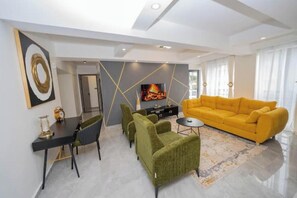 TV, fireplace