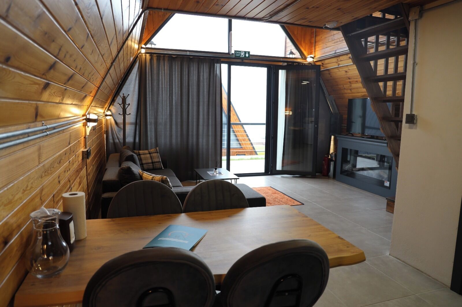 Bungalow, Sea View | Living room | 120-inch flat-screen TV with satellite channels, fireplace