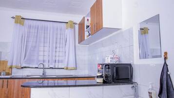 Classic Apartment, City View | Private kitchen | Fridge, microwave, cookware/dishes/utensils