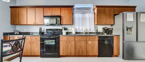 Microwave, oven, stovetop, dishwasher