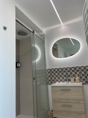 Shower, jetted tub, hair dryer, towels - Private SPA & Garden - 10 min from Mont St-Michel (Pontorson)