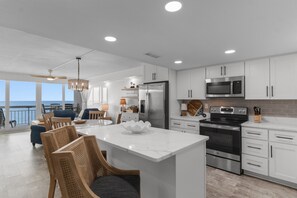 Fridge, microwave, oven, stovetop - Garden City Beach Oceanfront Condo 902 | Rising Tides Properties Rental (Murrells Inlet)