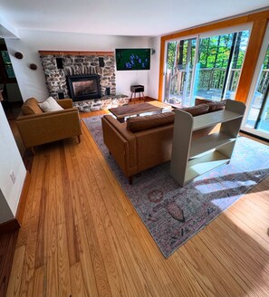 TV, fireplace