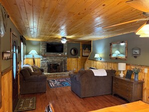 Living area - Cozy 3-bedroom cabin close to Vogel, Helton Creek Falls and much more! (Blairsville)