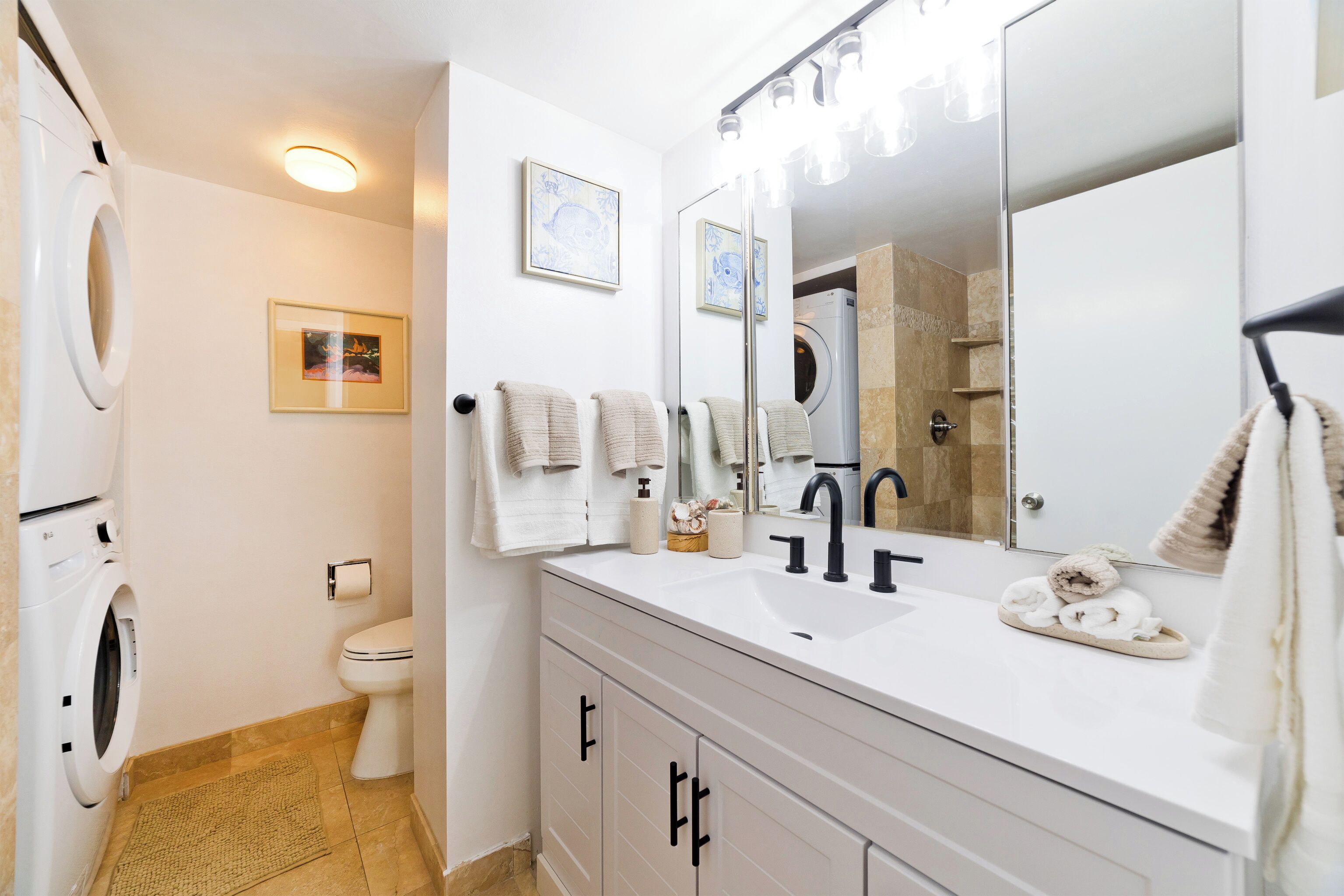 Shower, eco-friendly toiletries, hair dryer, towels