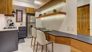 Coffee/tea maker, fridge, microwave, stovetop - Condo Luz Romantic Zone with Rooftop Infinity Pool, Hot Tub (Puerto Vallarta)