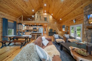 TV, fireplace, table football, ping pong