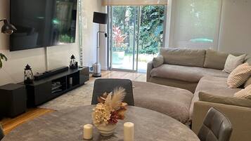 TV, fireplace