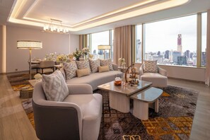 Prestige Penthouse | Living area | 55-inch Smart TV with digital channels, foosball