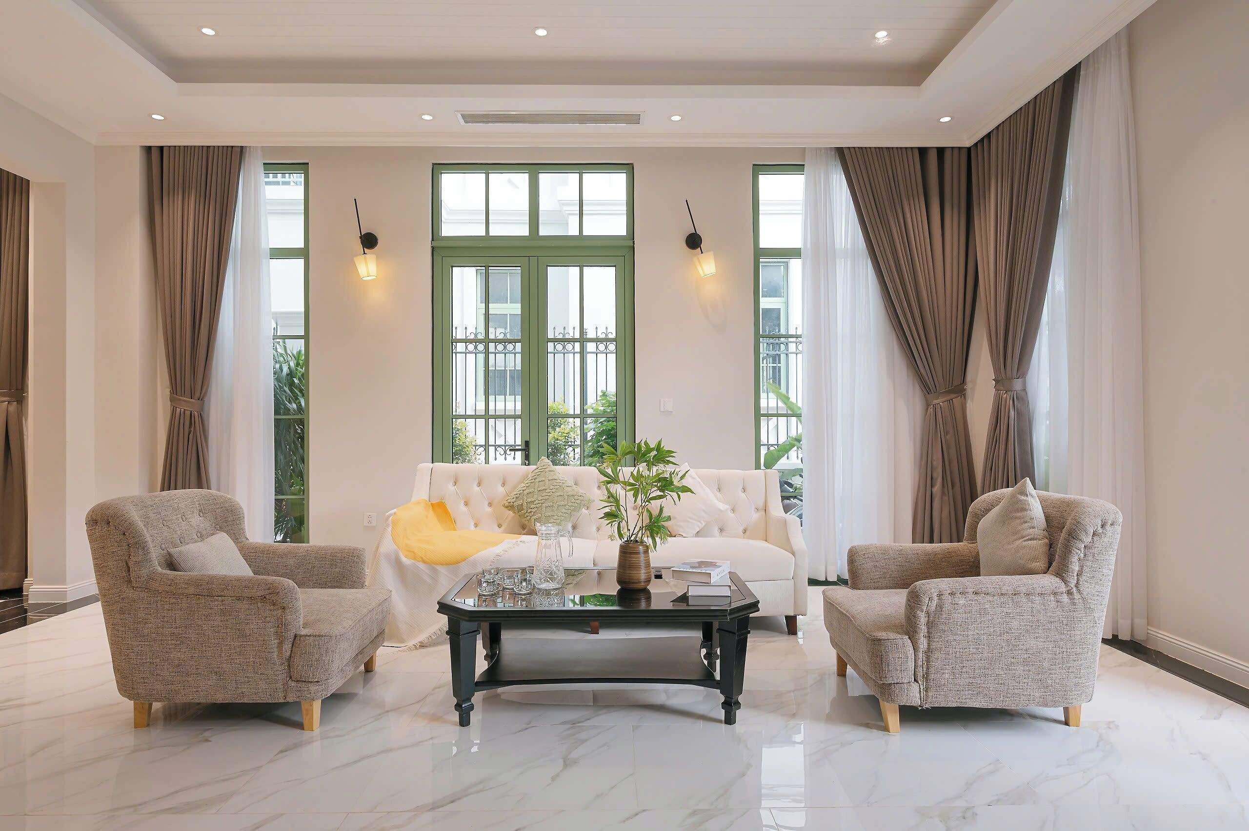 Family Villa, 4 Bedrooms, Garden View | Living area | 55-inch Smart TV with cable channels